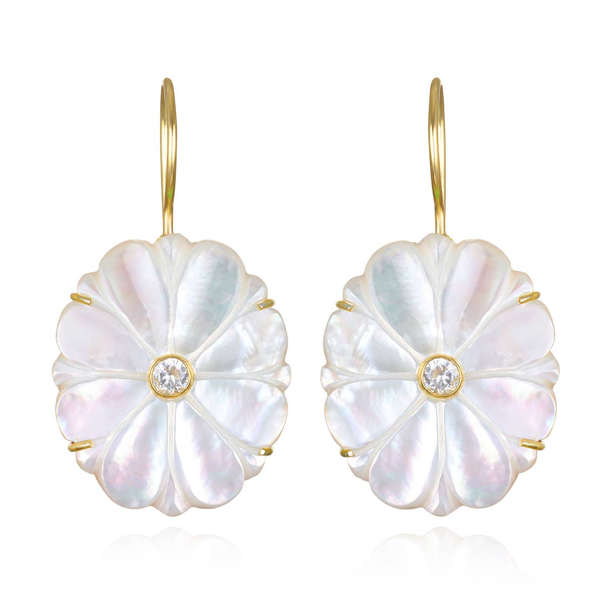 Marigold Earrings in Mother of Pearl & Topaz