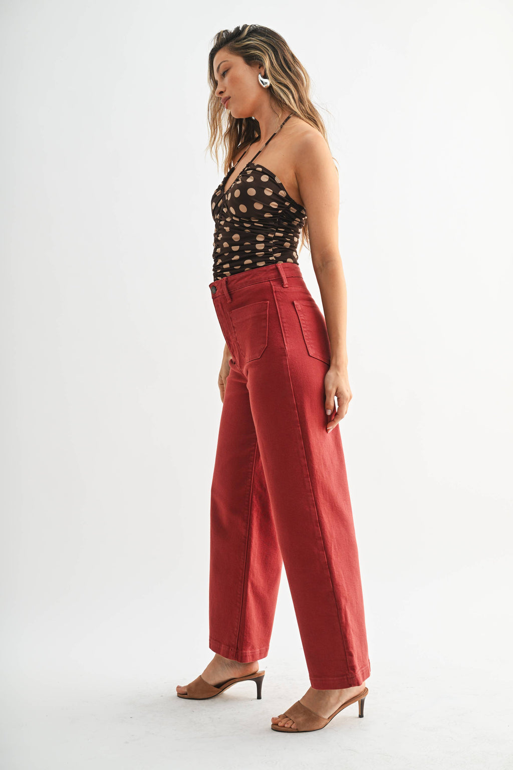 The Sailor Wide Leg Denim in Burgundy