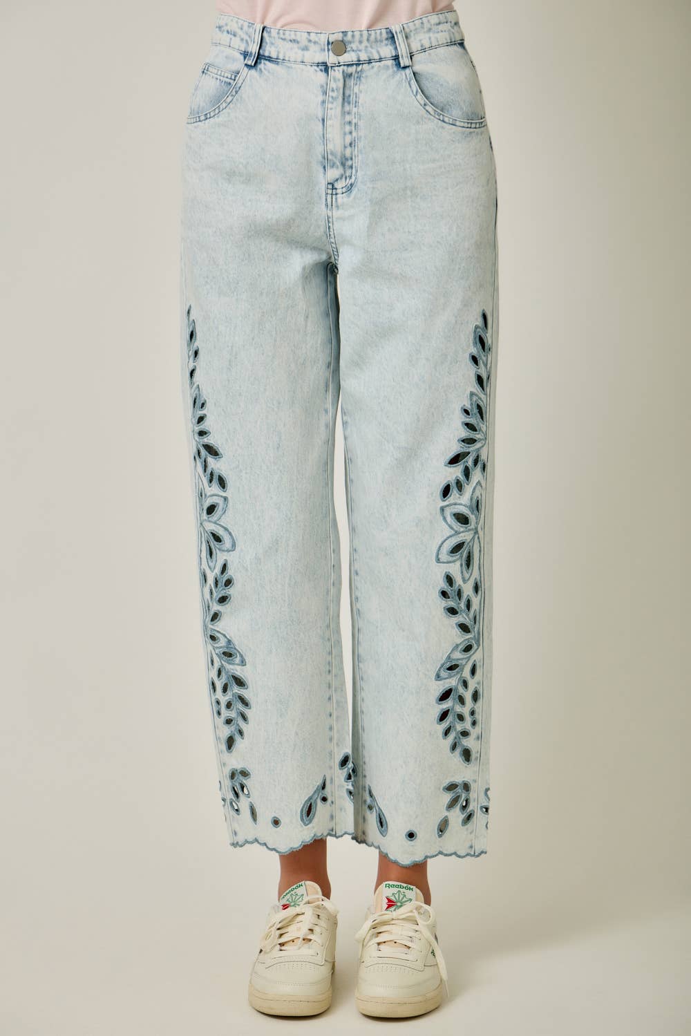 Gracie Eyelet Jeans in Light Wash