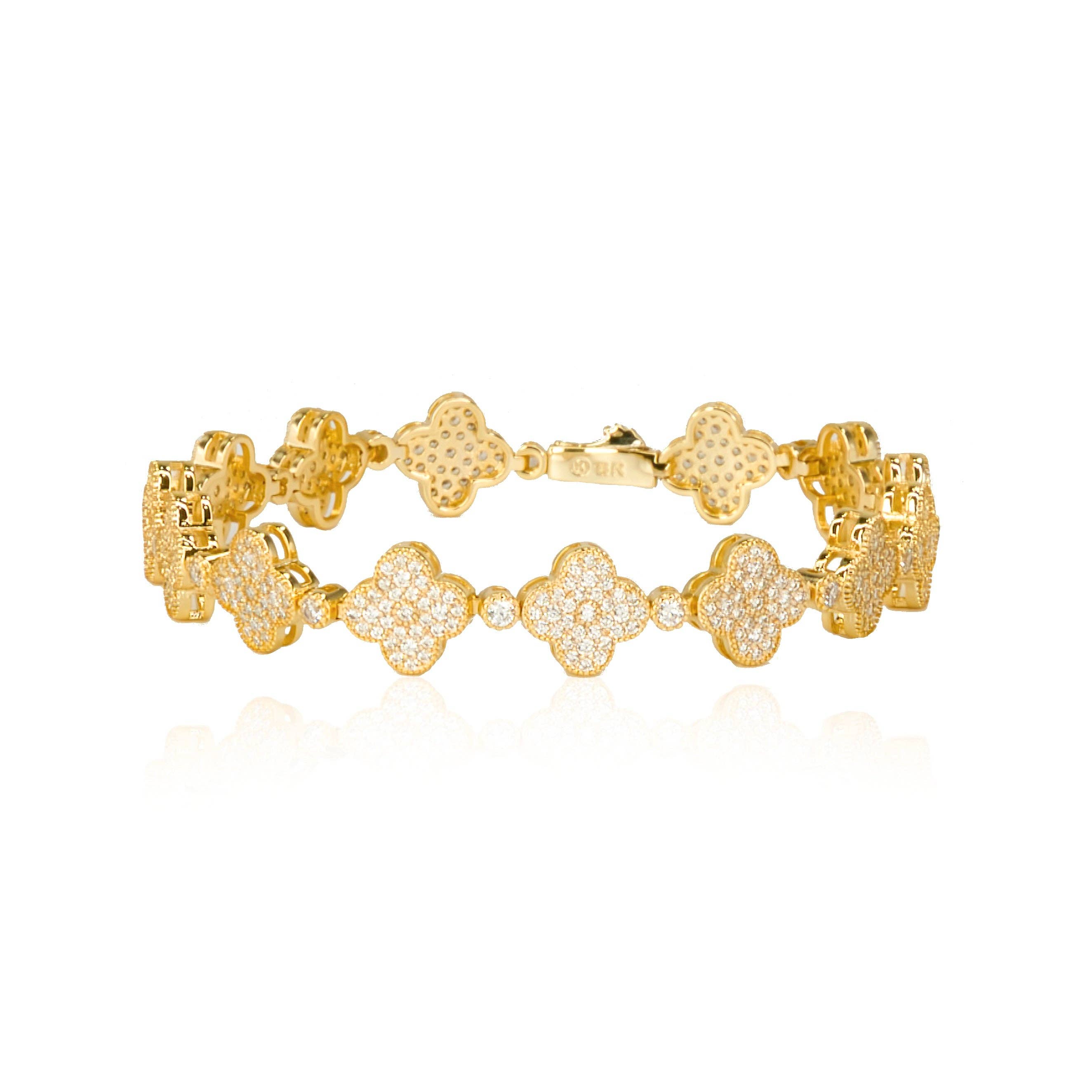 Annie Clover Tennis Bracelet in Gold
