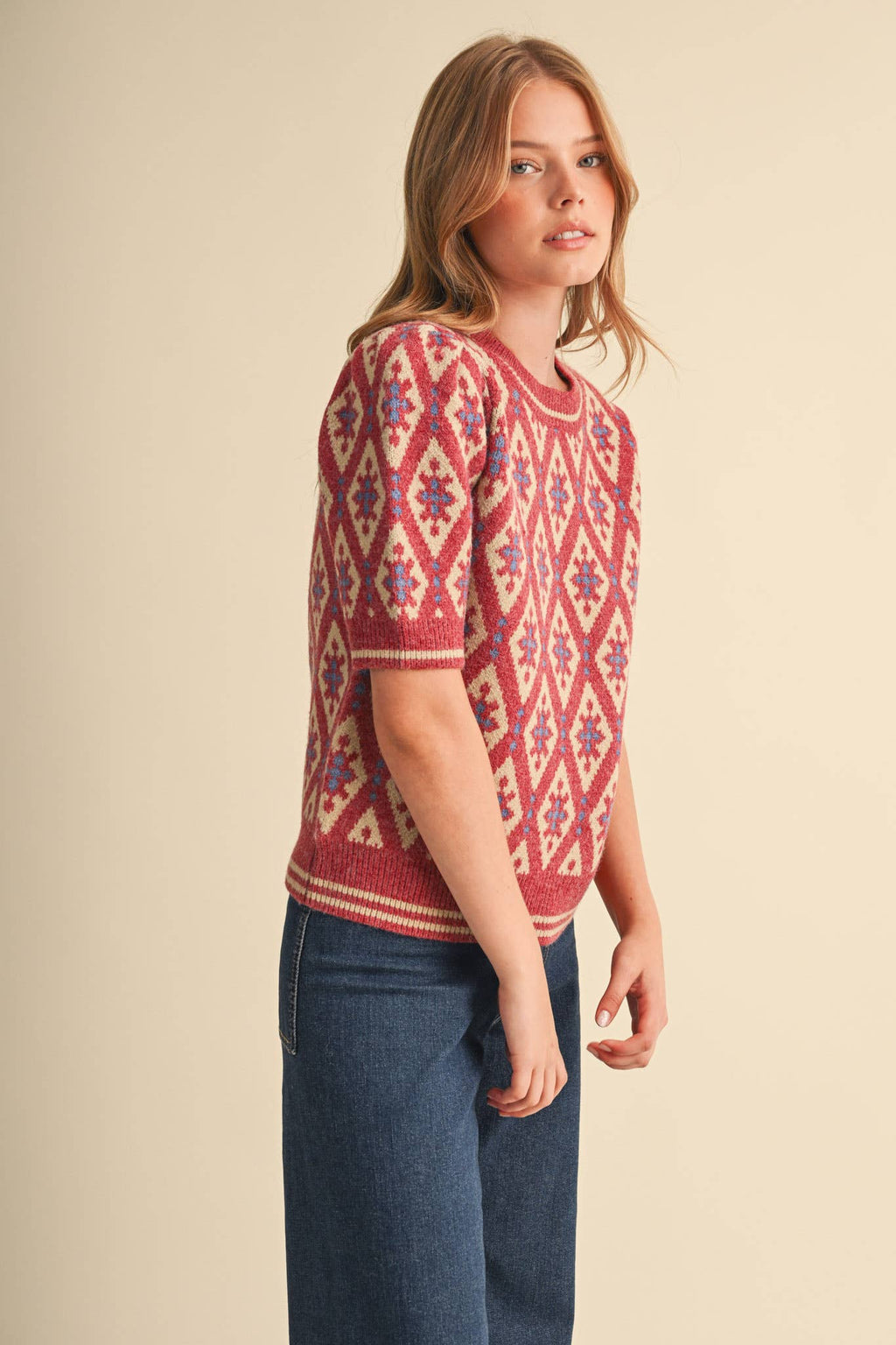 Maggie Knit Top in Pink Sand