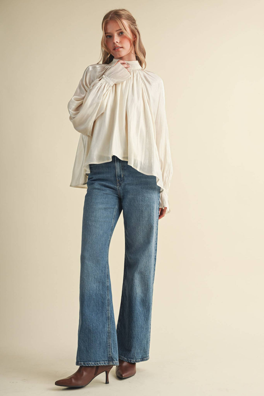 Georgie Tie Top in Cream