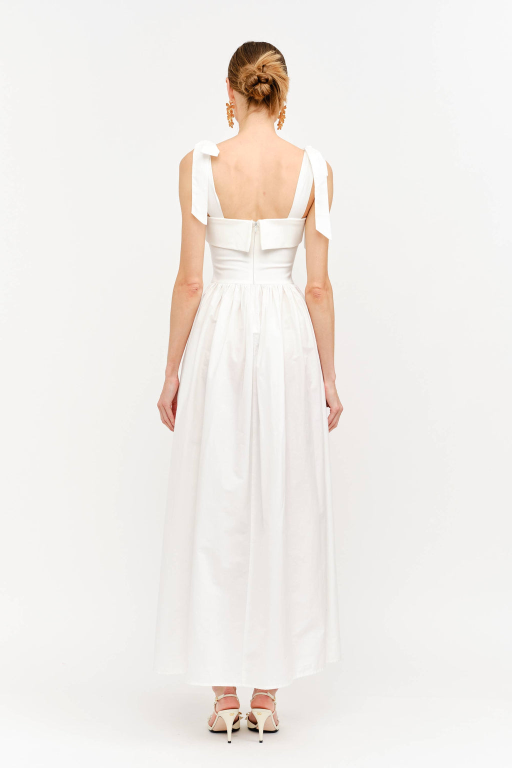 Clara Shoulder Tie Dress in White