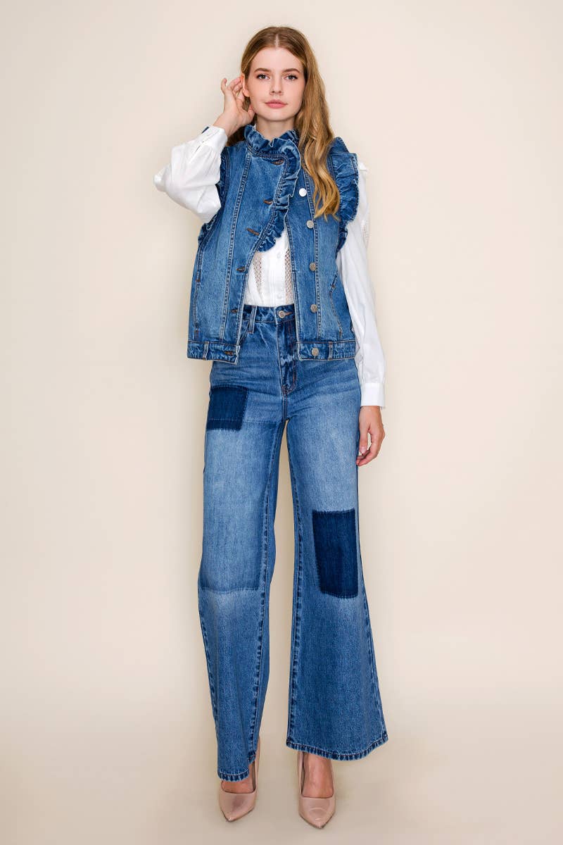 Ruffle Denim Vest