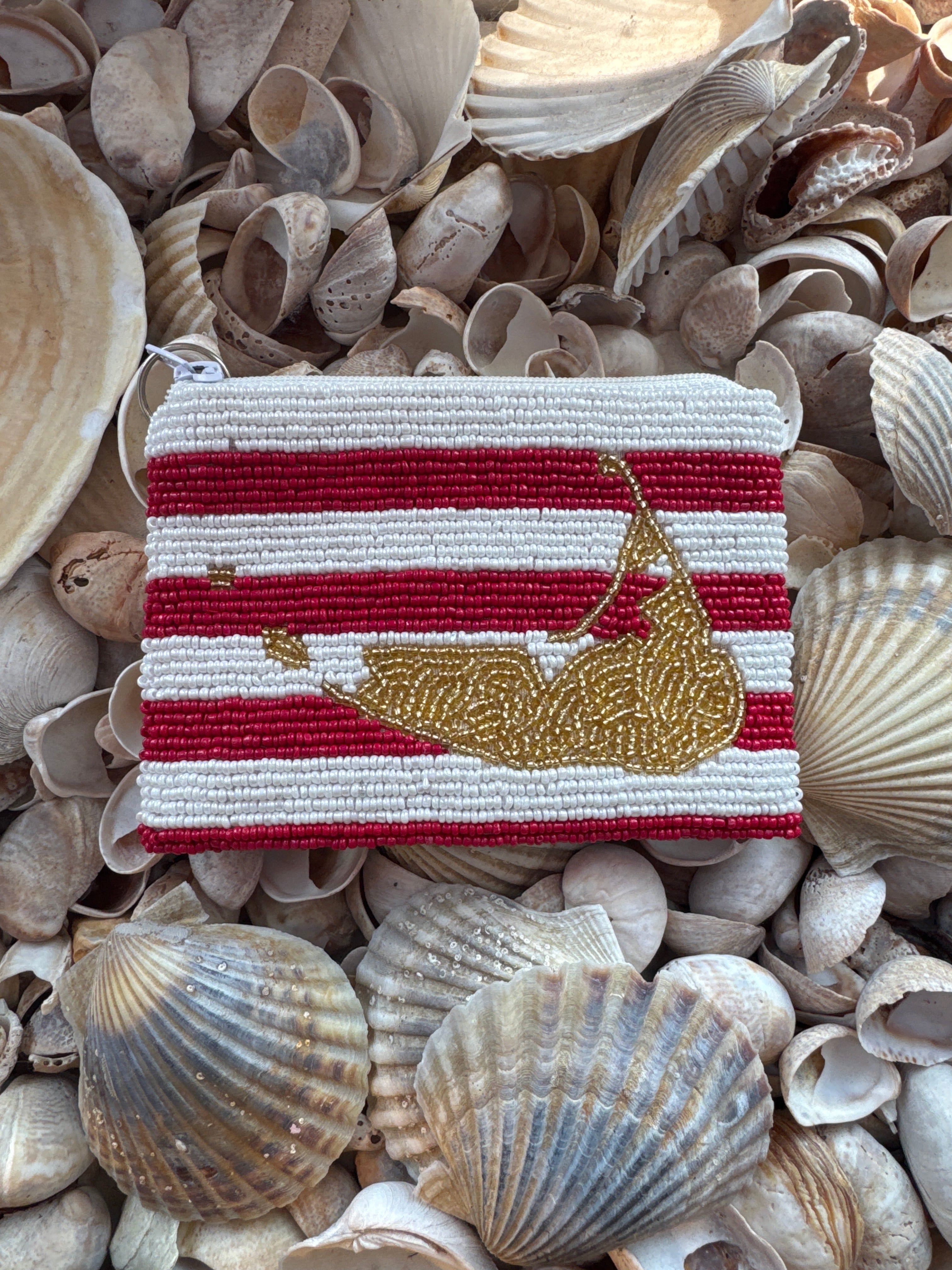 Island Coin Purse in White and Red Stripe