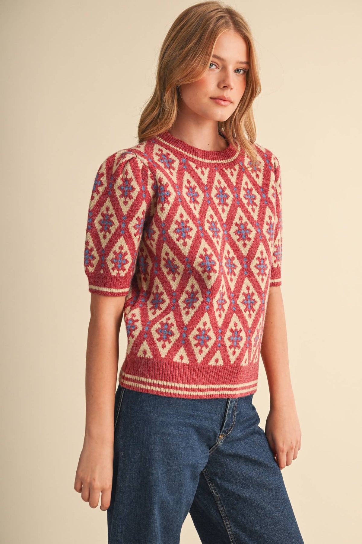 Maggie Knit Top in Pink Sand