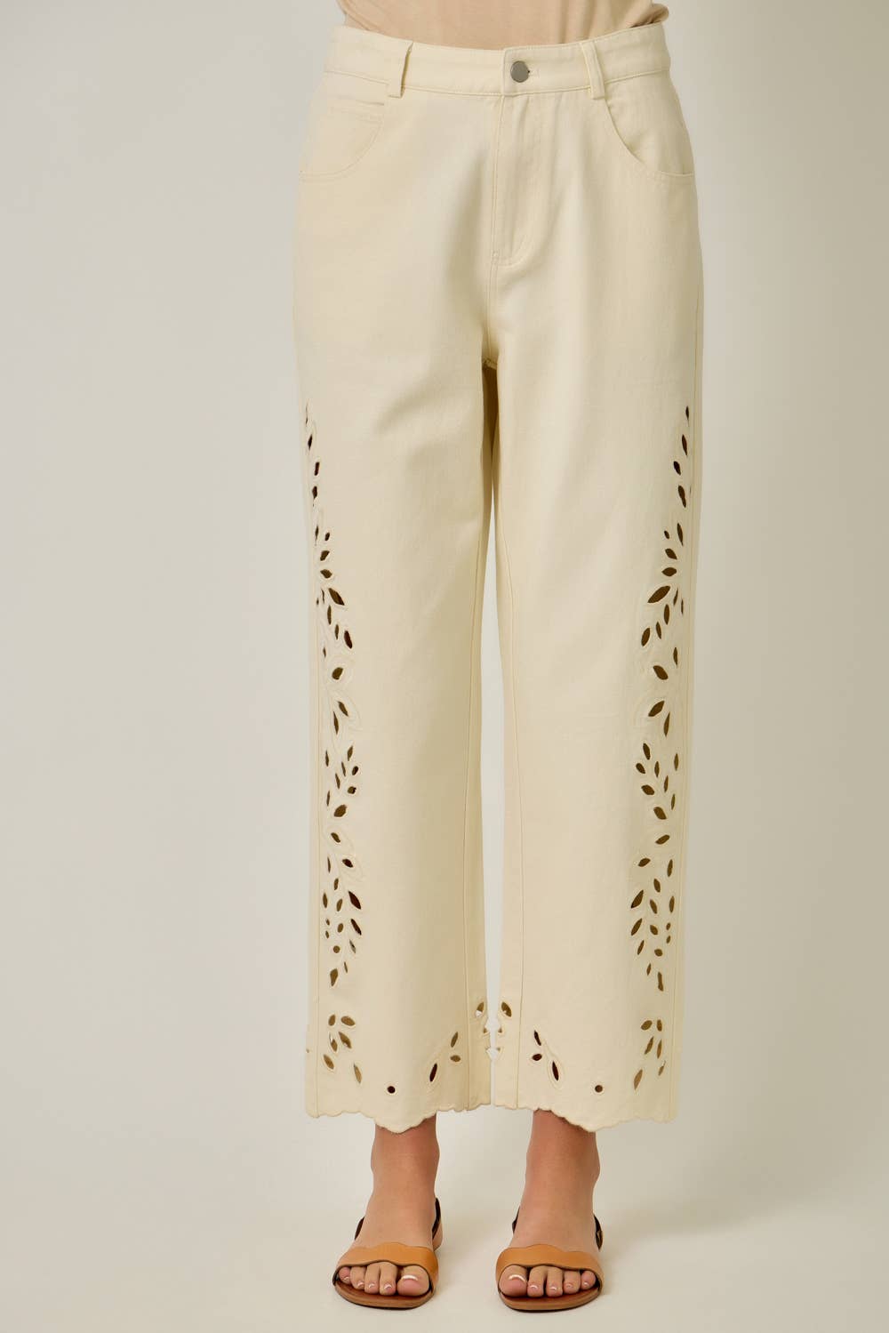 Gracie Eyelet Jean in Ivory