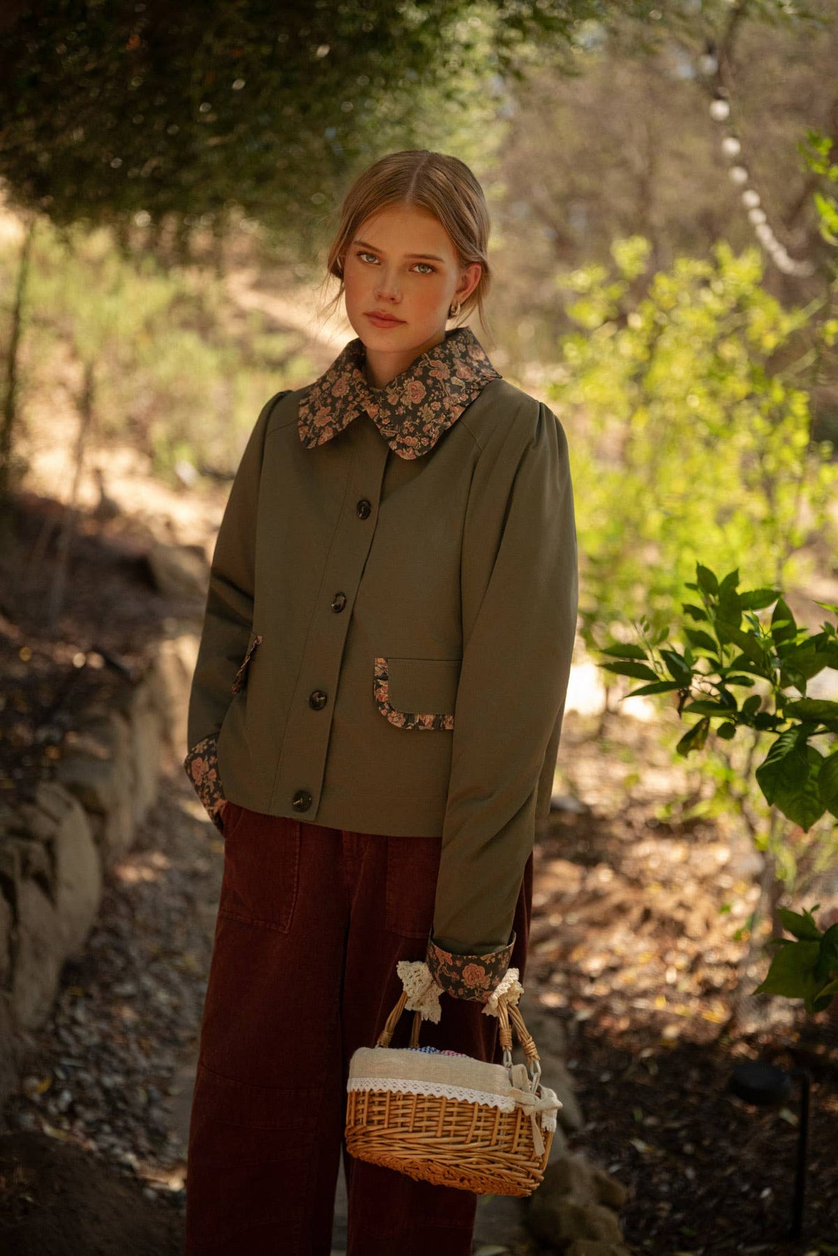Geier Utility Jacket in Deep Olive Floral