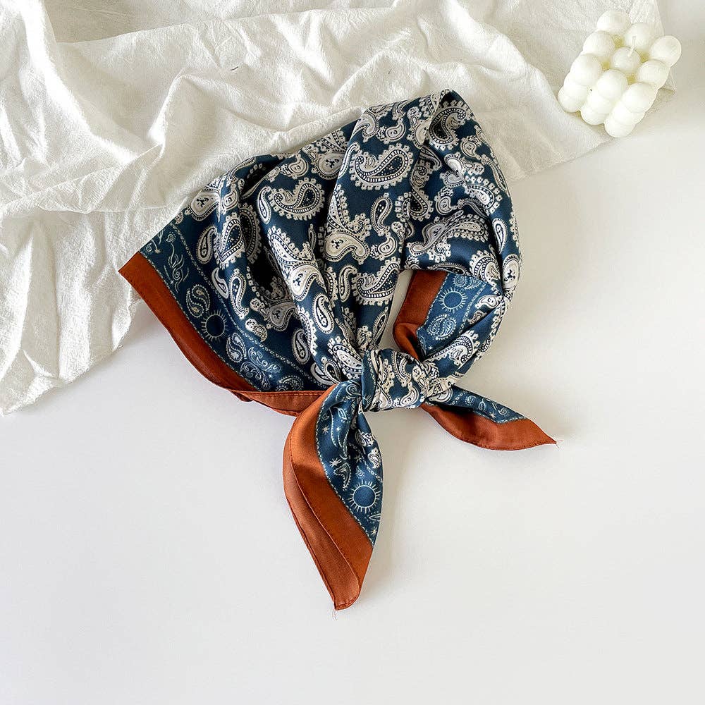 MJW Satin Scarf in Navy Blue
