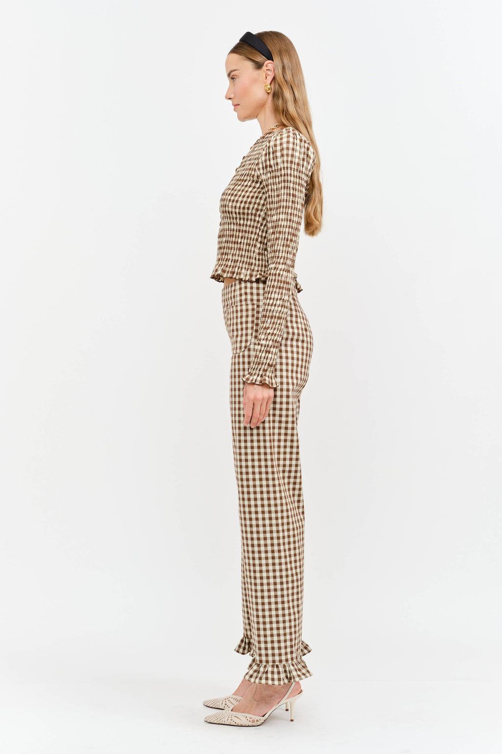 Gracie Gingham Top in Brown
