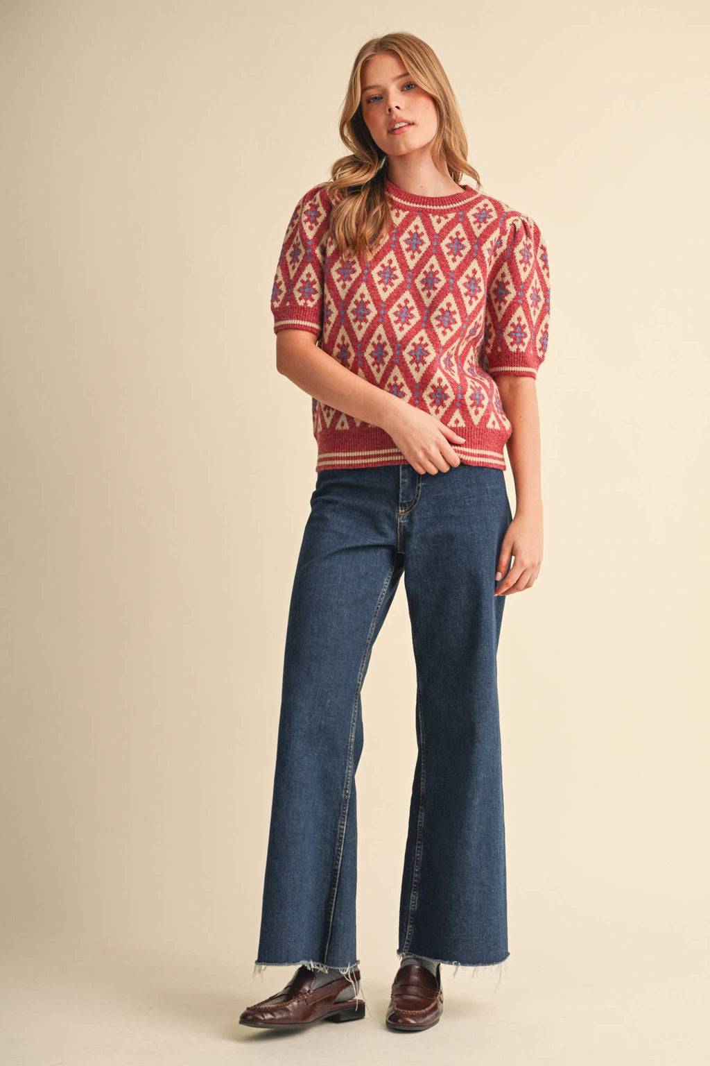 Maggie Knit Top in Pink Sand