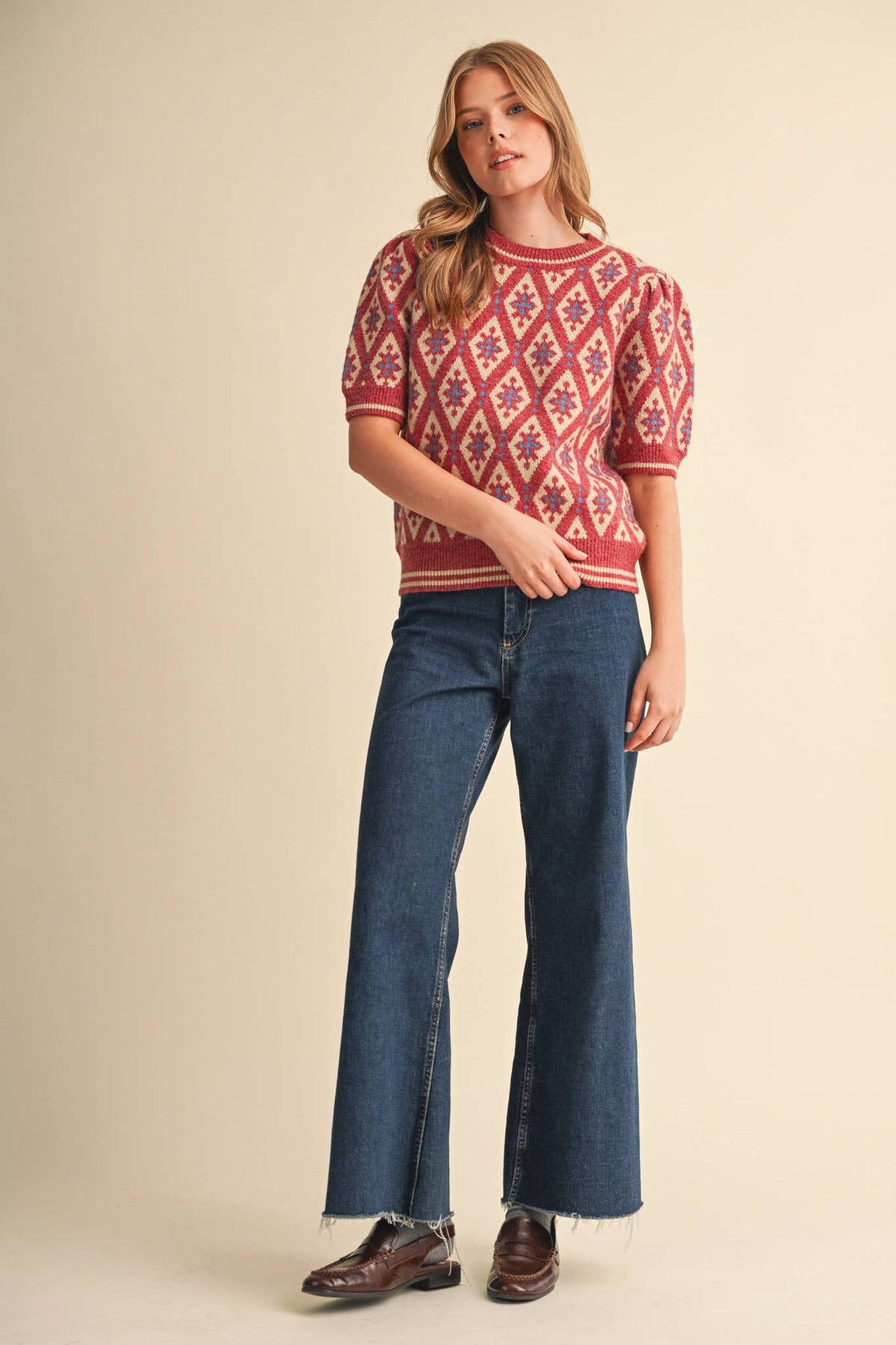 Maggie Knit Top in Pink Sand