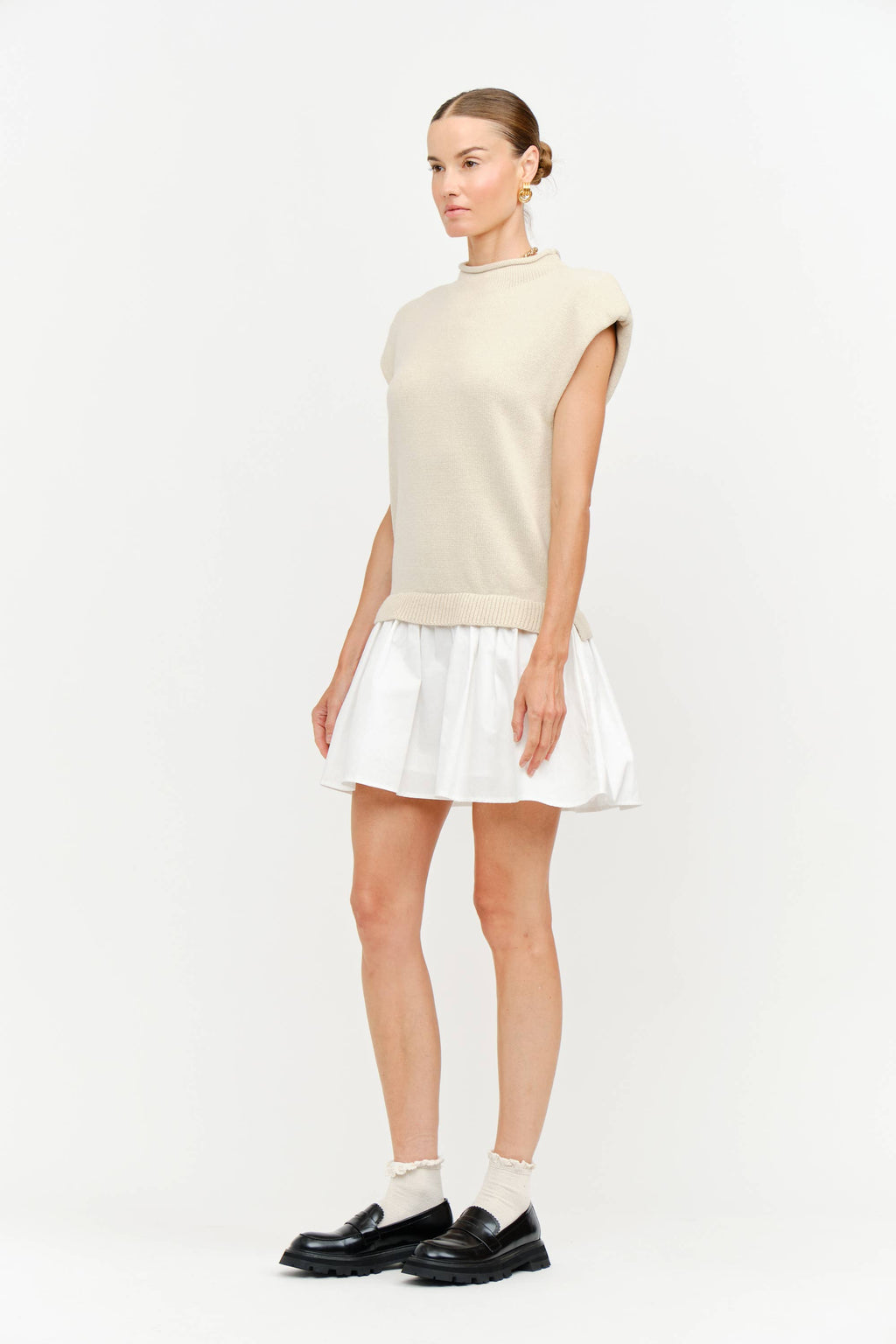 Eleanor Dress in Natural & White