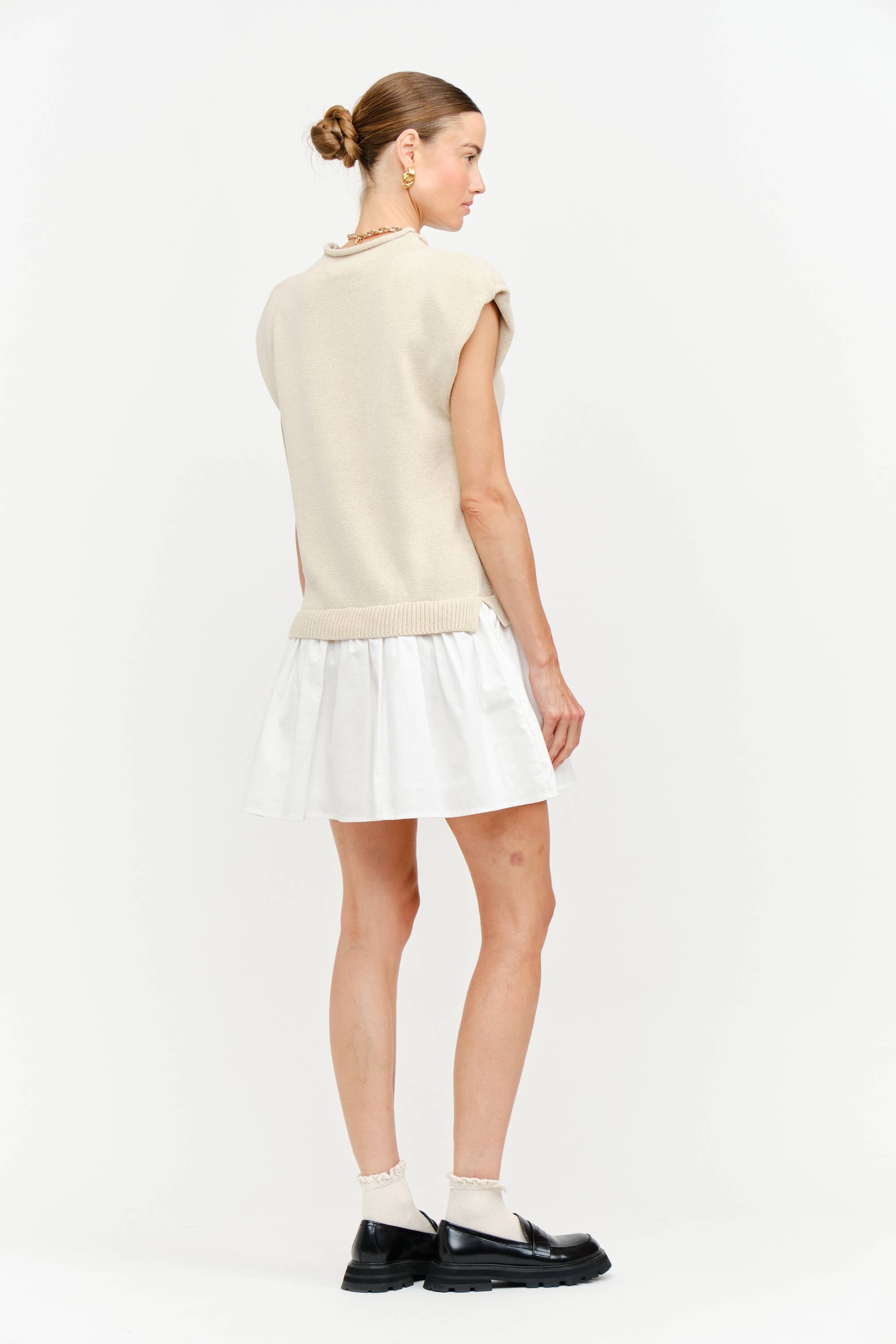 Eleanor Dress in Natural & White
