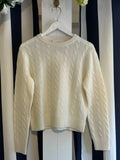 White + Warren Cashmere Cable Crewneck in Soft White