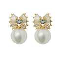 Annie Gold & Pearl Bow Earrings