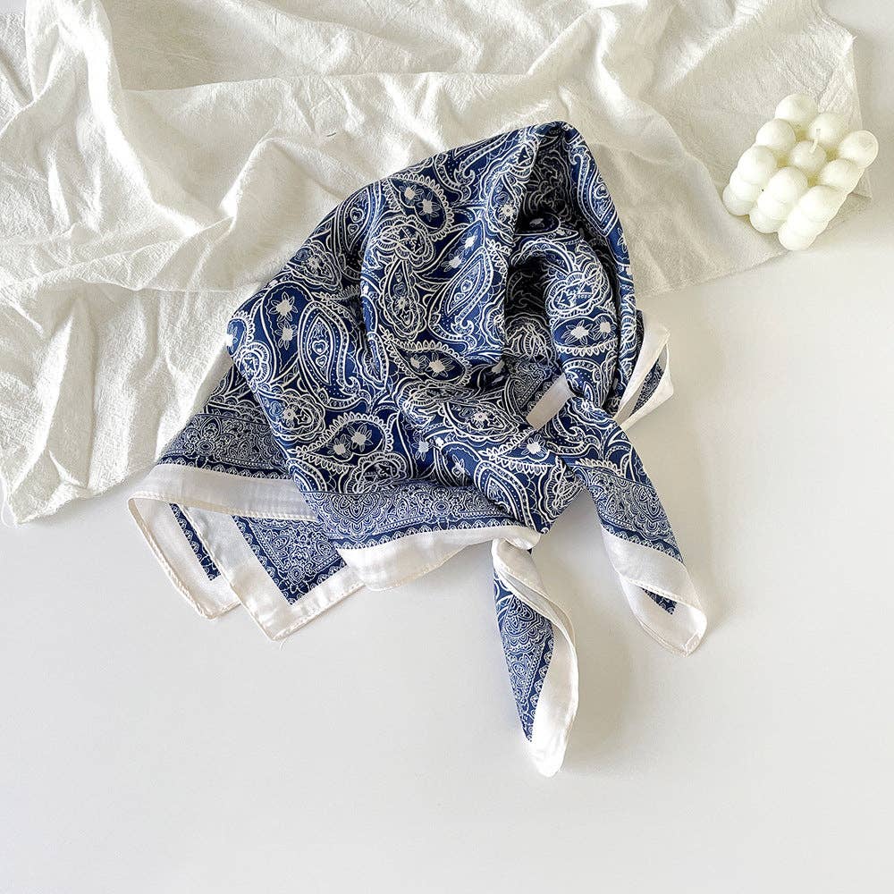 MJW Satin Scarf in Blue