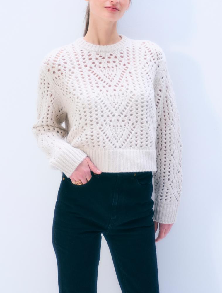 White + Warren Cashmere Blend Crewneck in Ivory