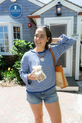 Sconset Sweater in Blue and White Stripe