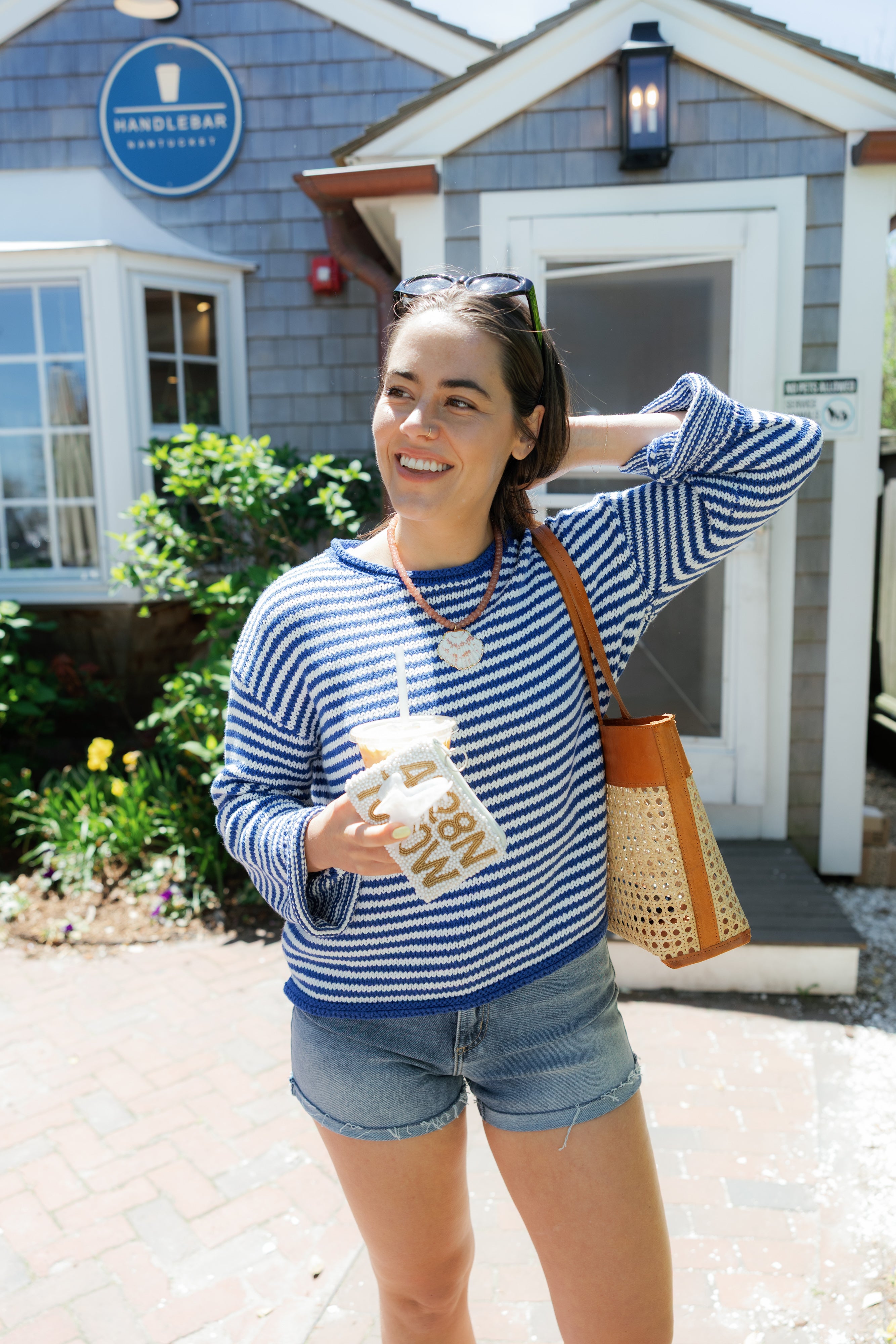 Sconset Sweater in Blue and White Stripe