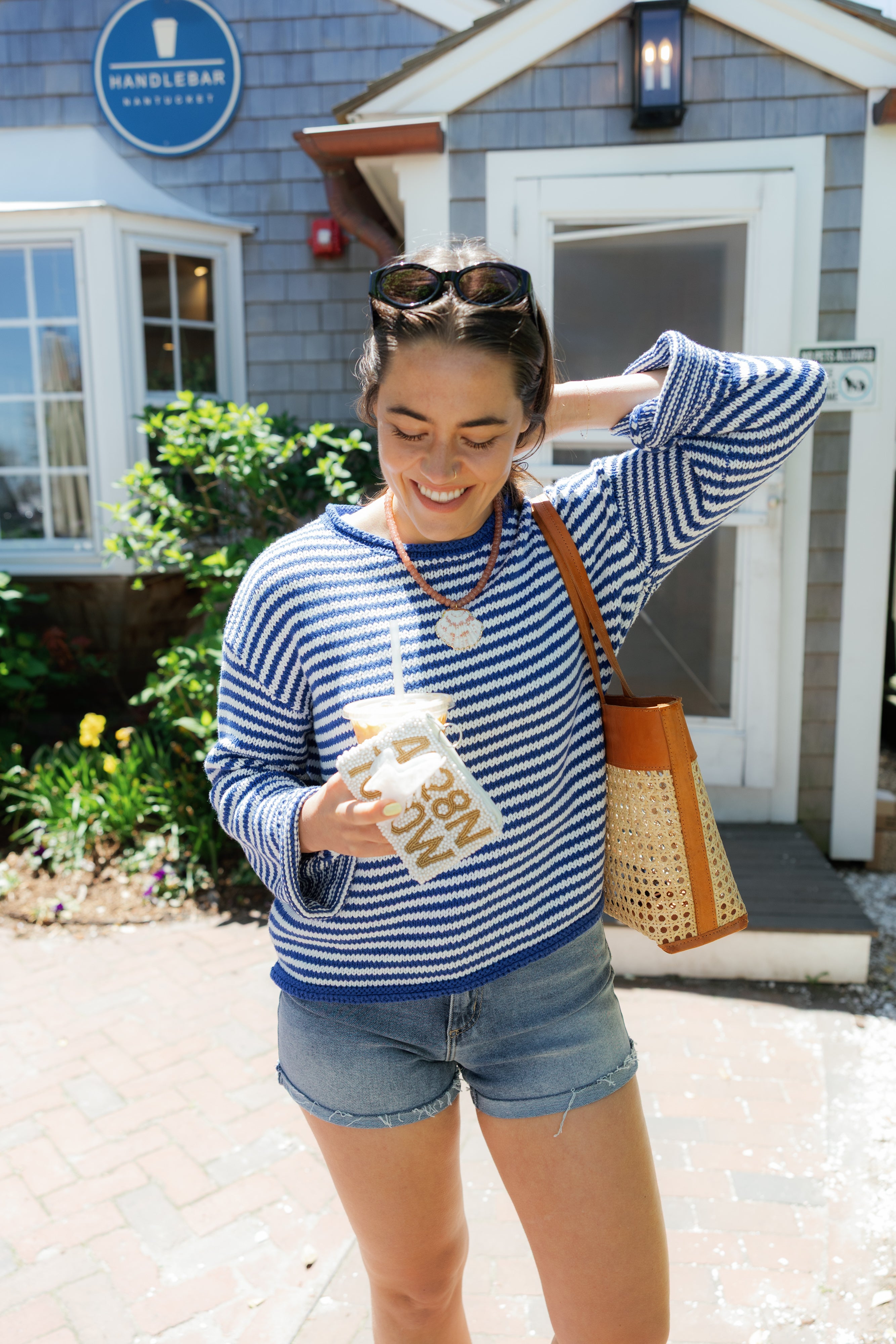 Sconset Sweater in Blue and White Stripe