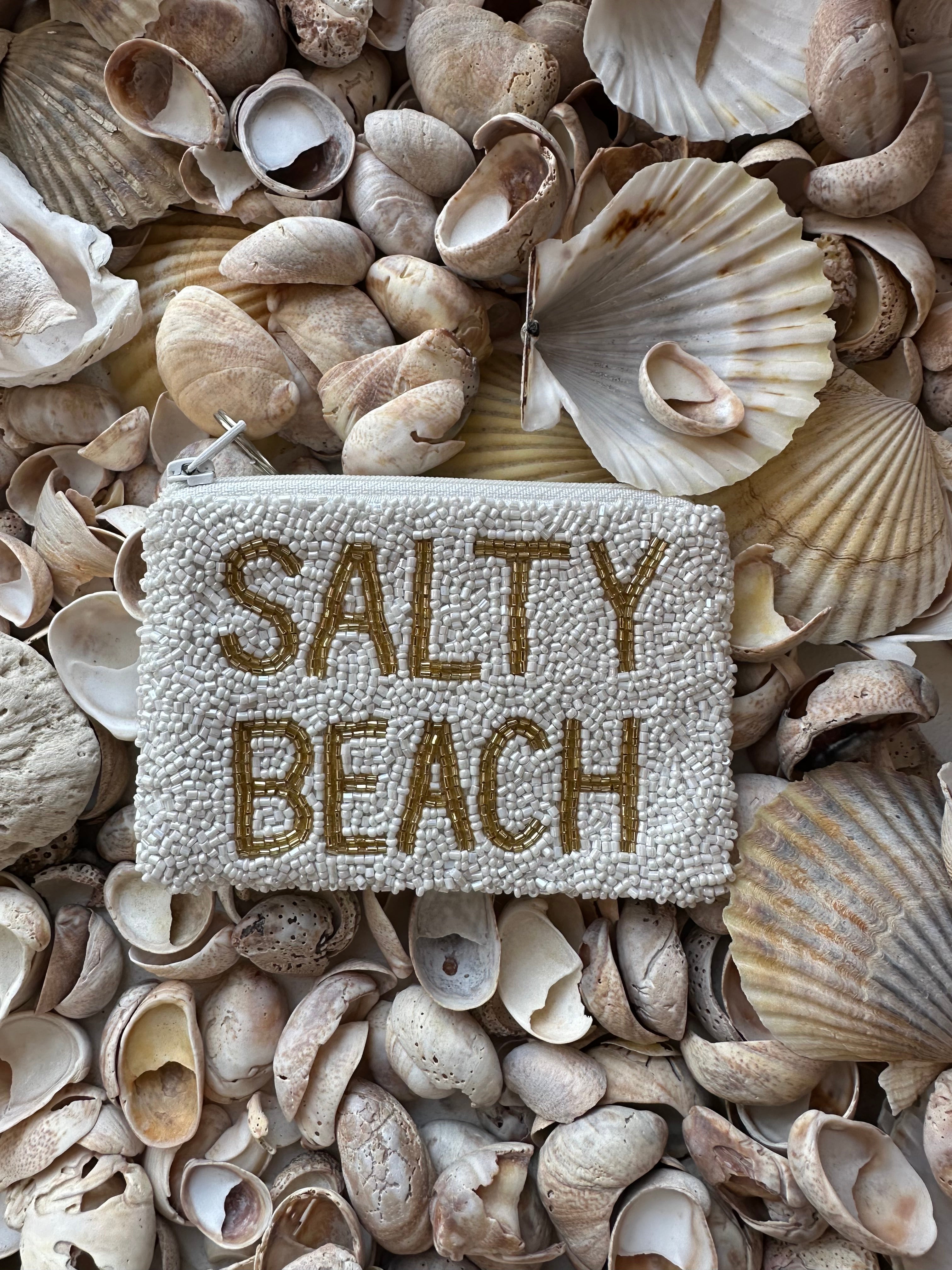 Salty Beach Coin Purse in White and Gold