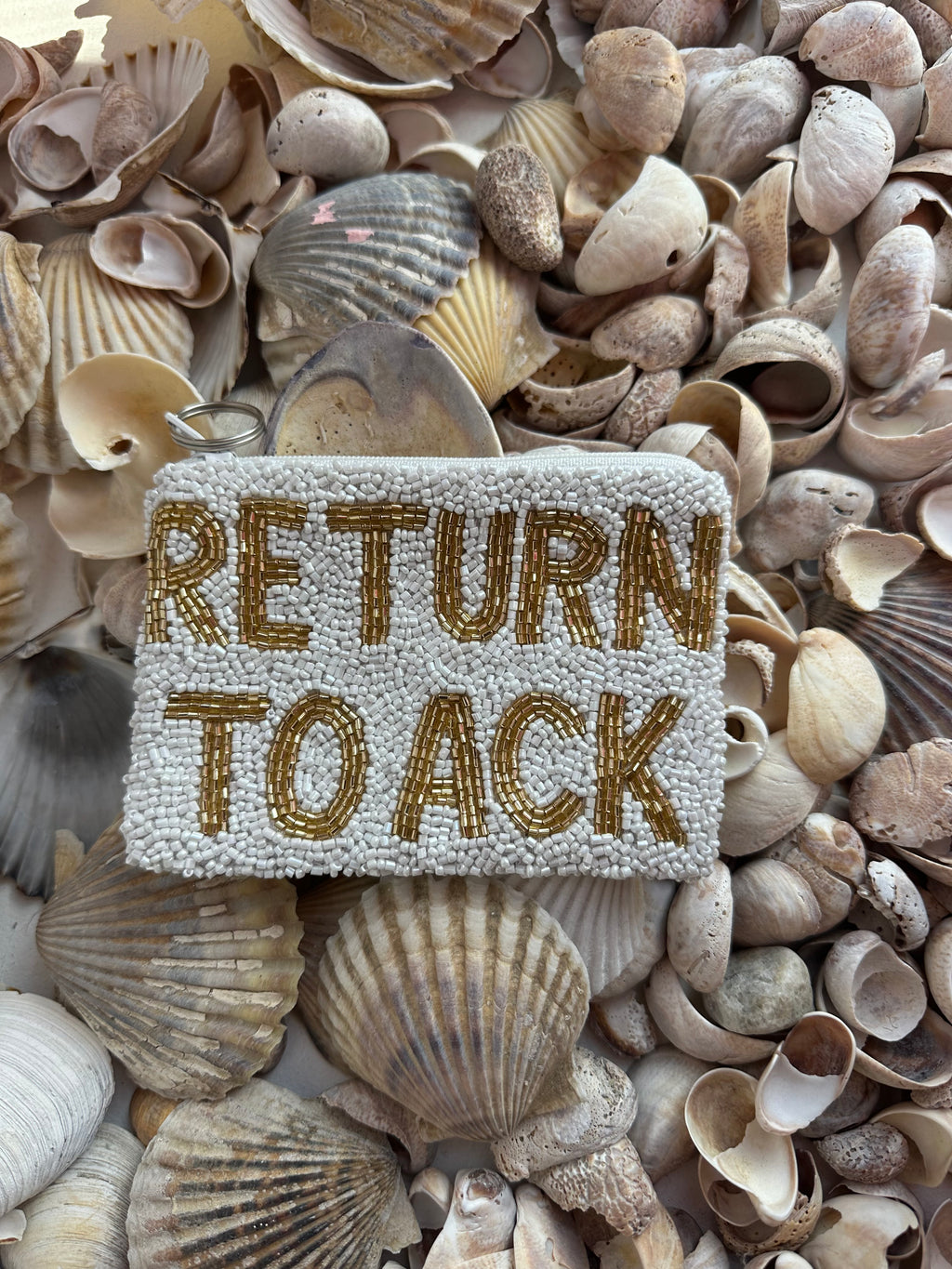Return To ACK Coin Purse in White and Gold