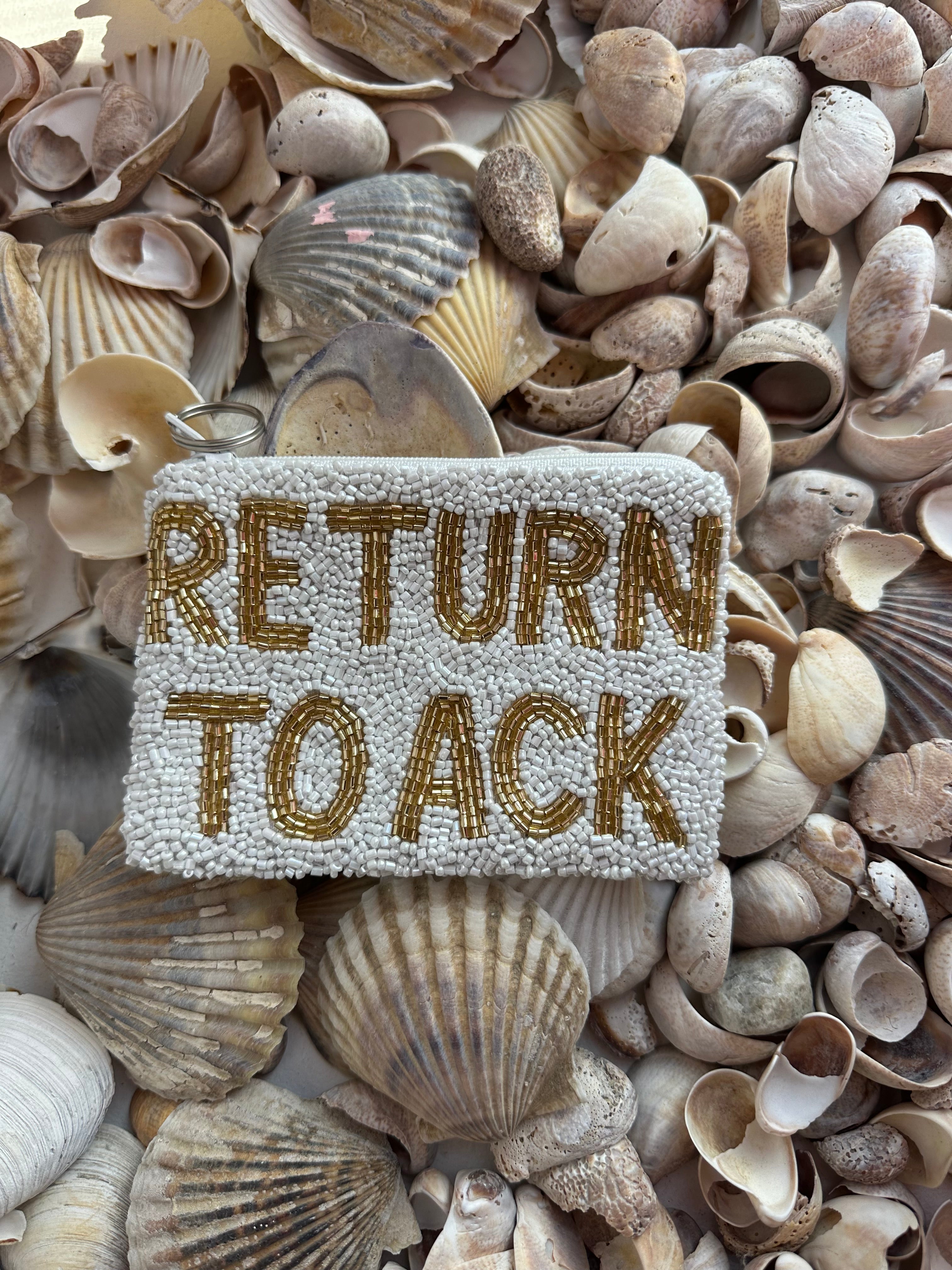 Return To ACK Coin Purse in White and Gold