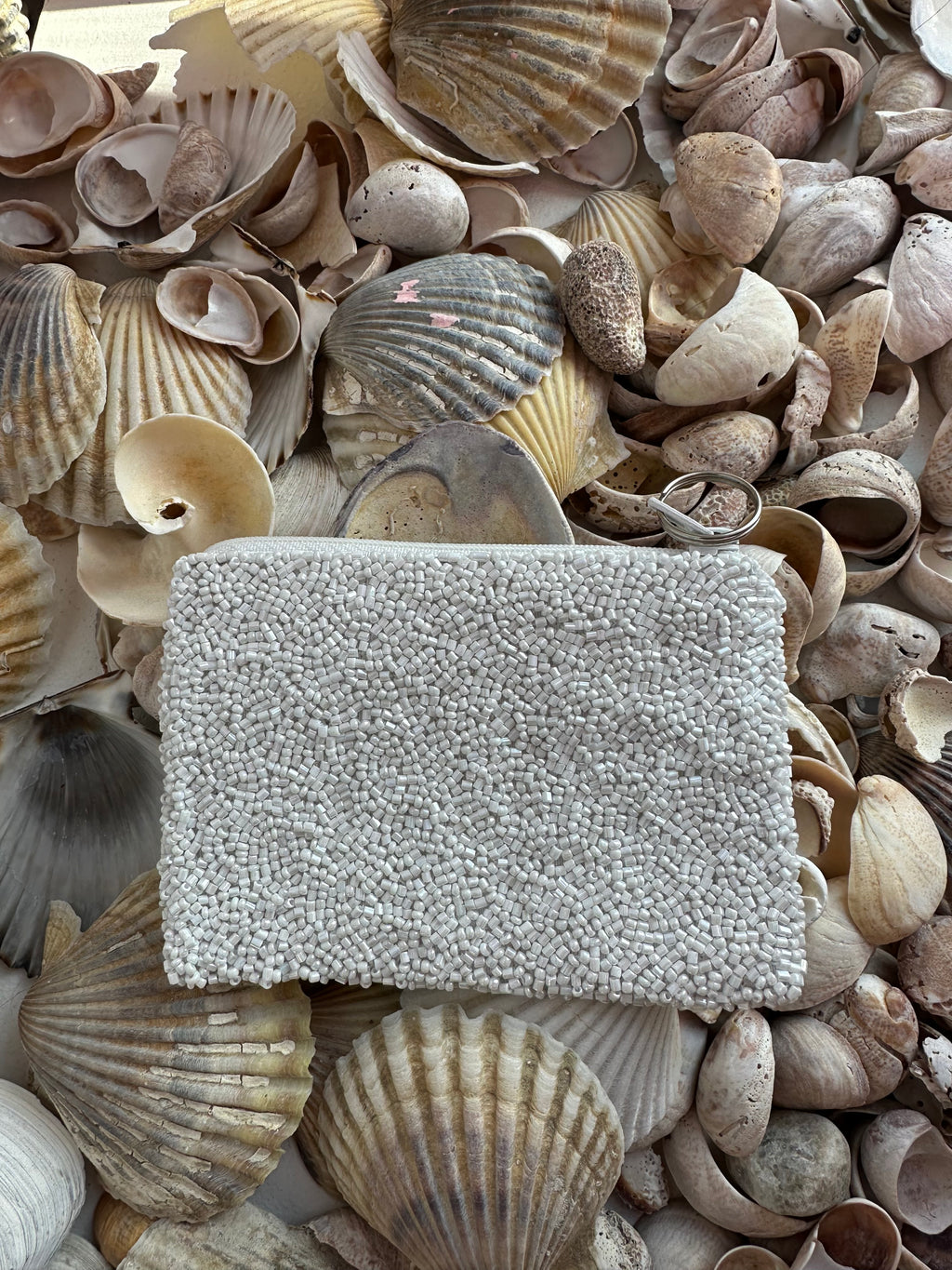 Return to ACK Coin Purse in White and Light Pink