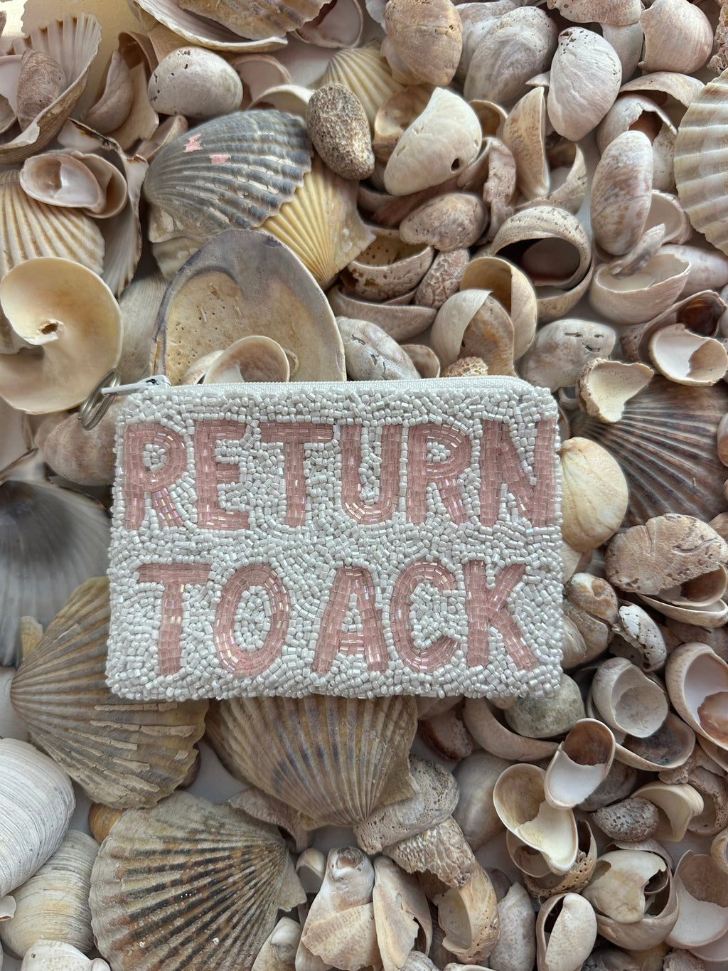 Return to ACK Coin Purse in White and Light Pink