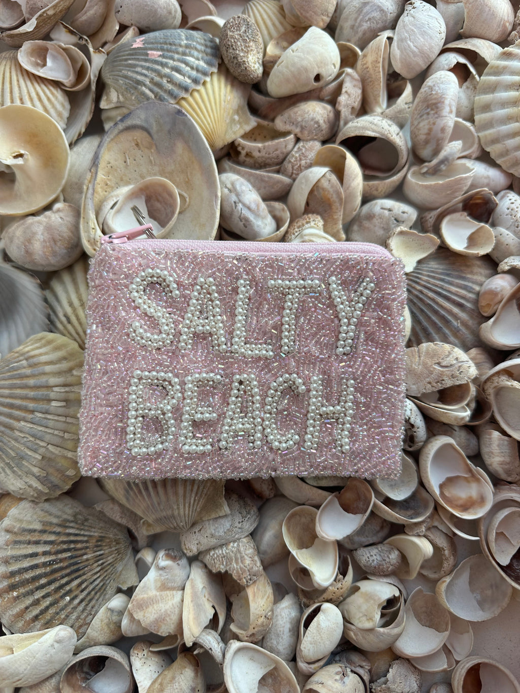 Salty Beach Coin Purse in Light Pink and Peal