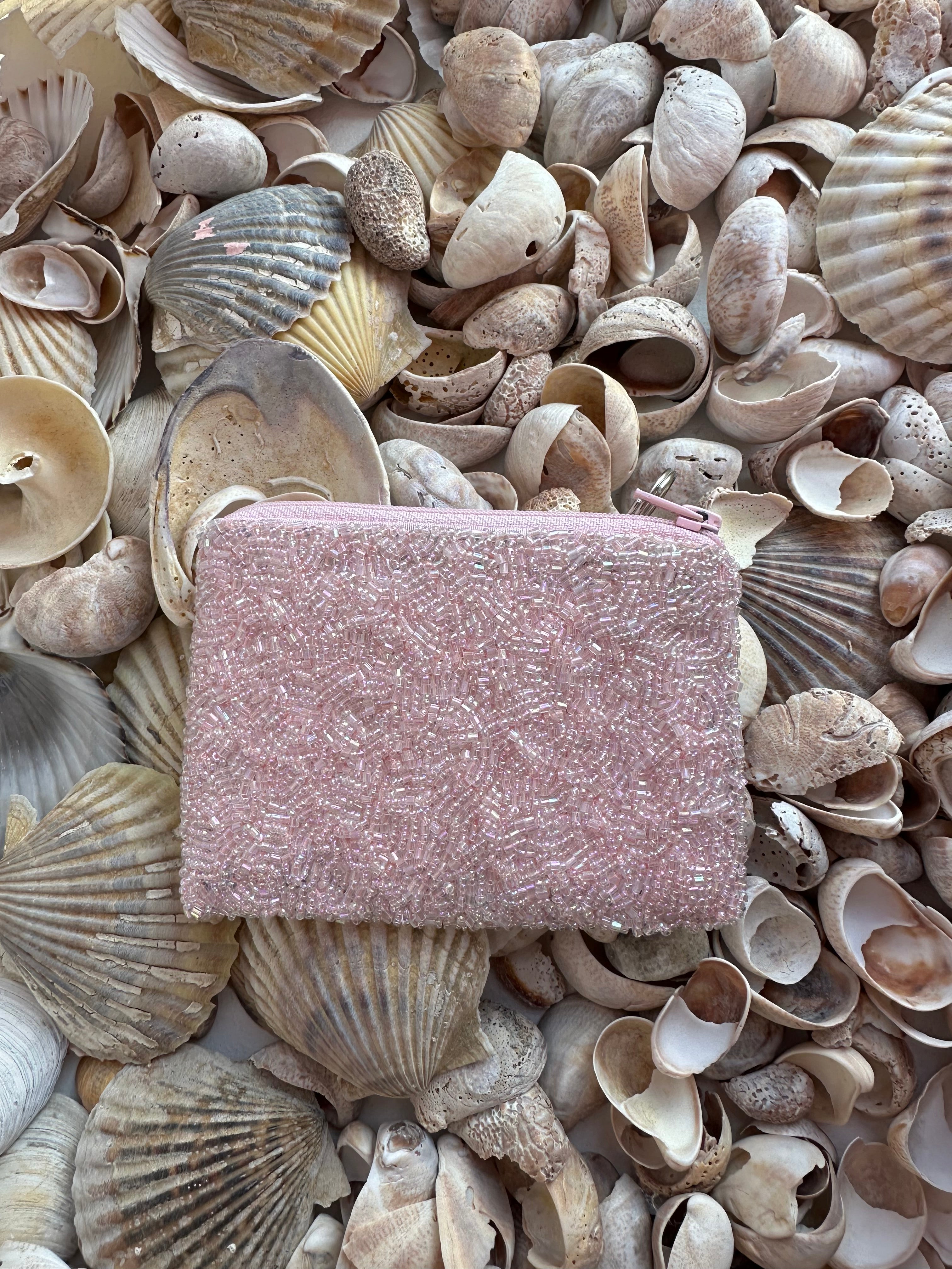 Salty Beach Coin Purse in Light Pink and Peal