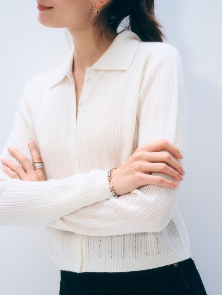 CASHMERE POINTELLE SHIRT