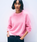 White + Warren Cashmere Mesh Sweatshirt in Pink Buds
