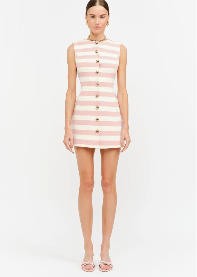 Ann Dress Pink and White Striped