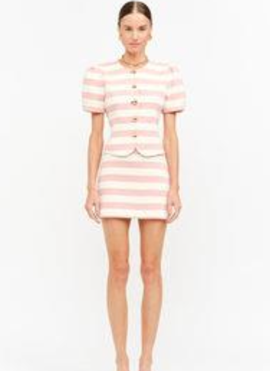 Ann Skirt in Pink and White Stripe