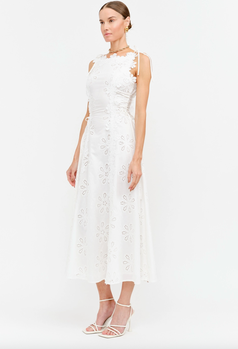 Meme Dress in White Eyelet