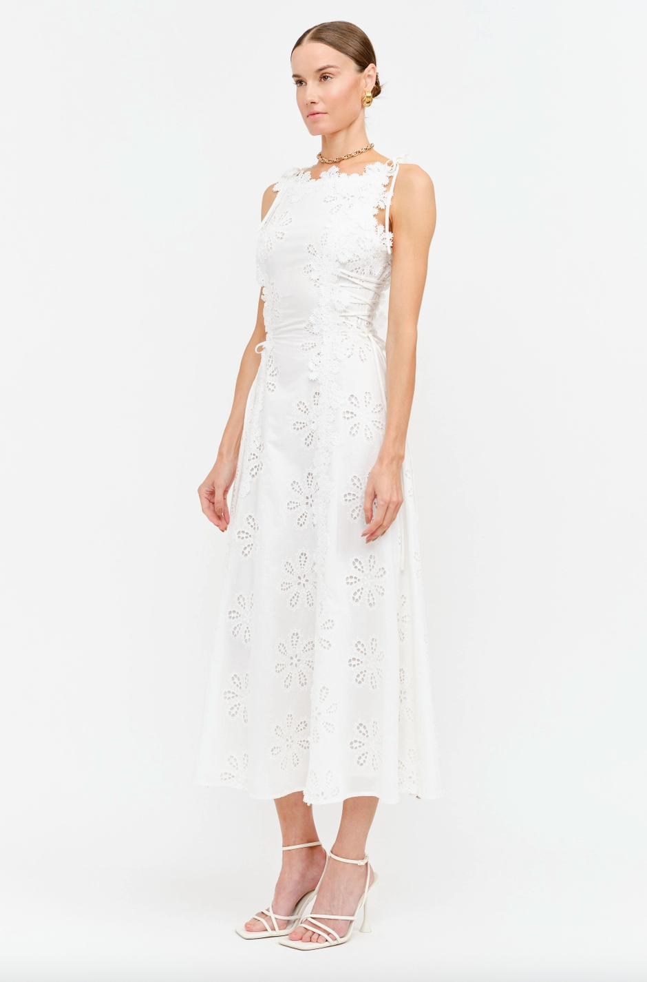 Meme Dress in White Eyelet