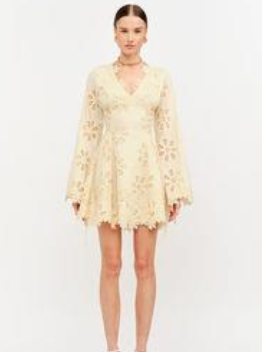 Meme Long Sleeve Mini Dress in Cream