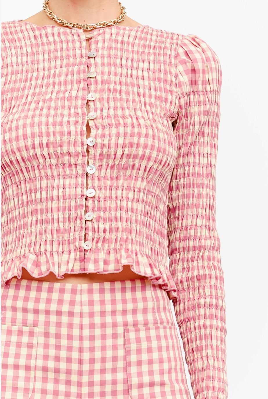 Gracie Gingham Top in Pink