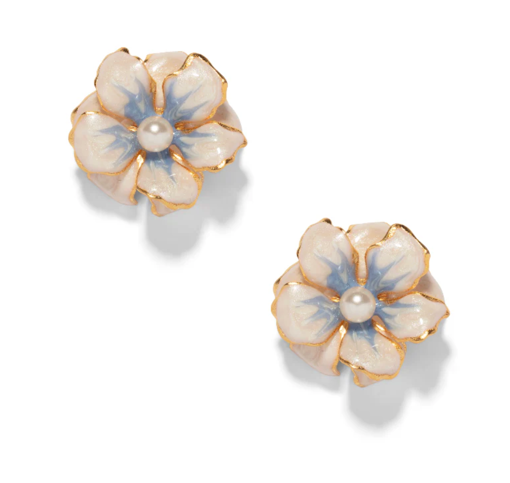 The Pink Reef Small Double Floral in Pearl and Blue