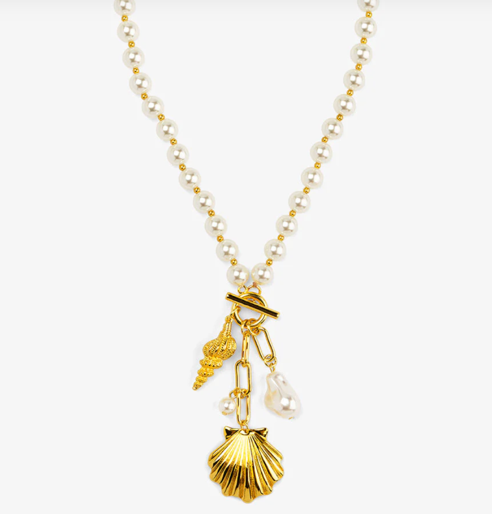 Sconset Pearl Sea Charm Lariat Necklace