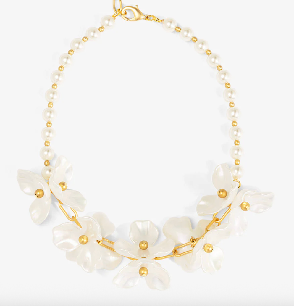 Mary Floral Pearl Strand Necklace