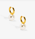 Pearl Drop Huggie Earrings