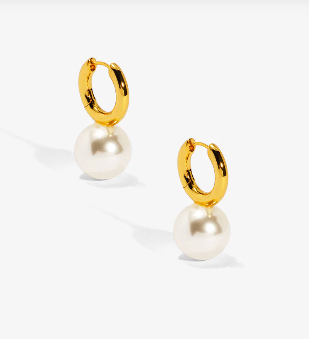 Pearl Drop Huggie Earrings