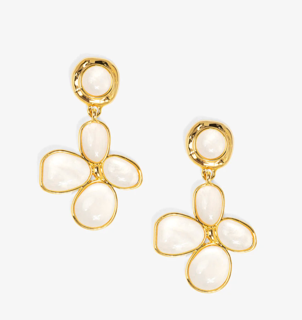 Meme Mother Of Pearl Floral Drop Earrings