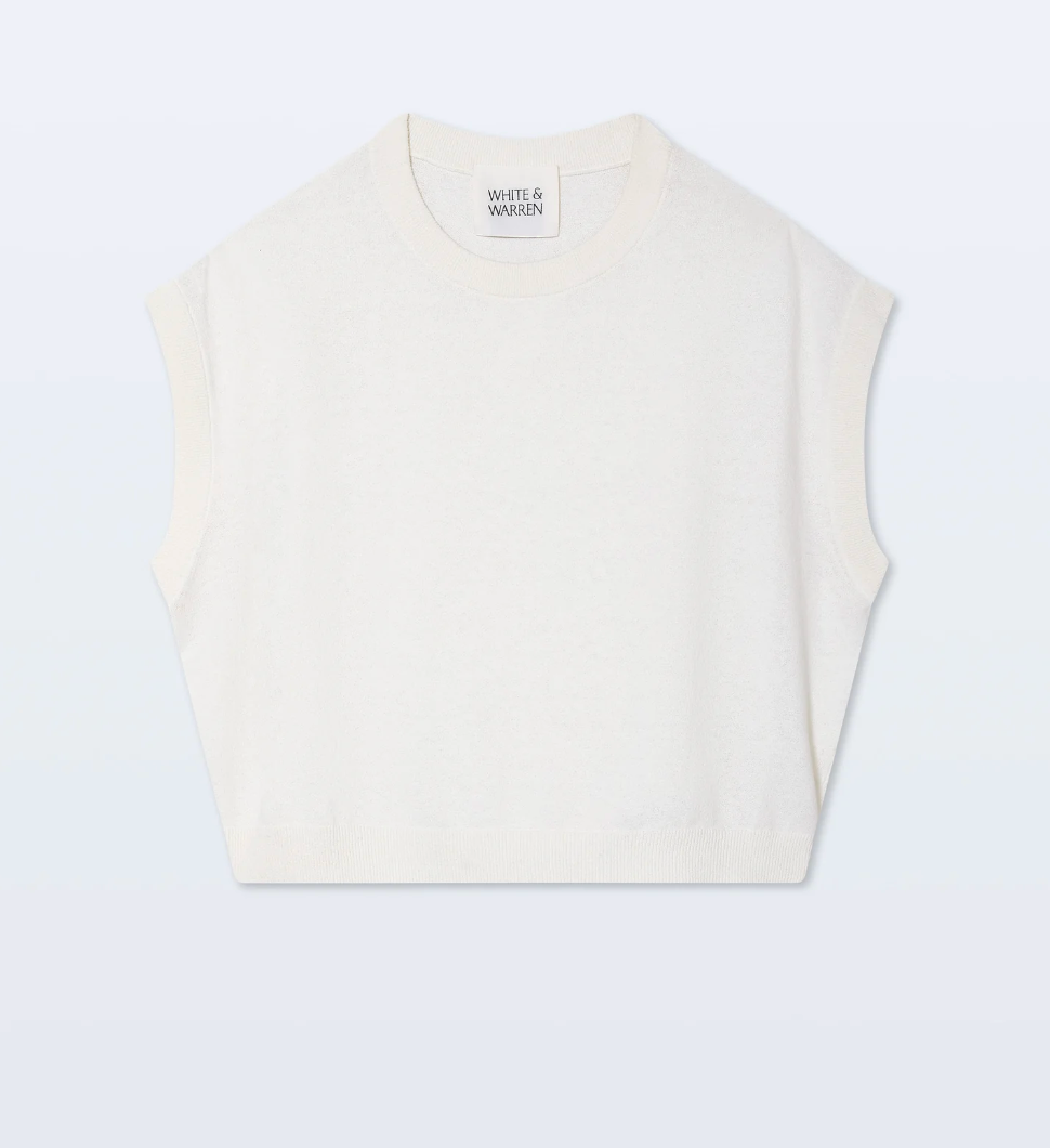 White + Warren Linen Blend T-Shirt in White