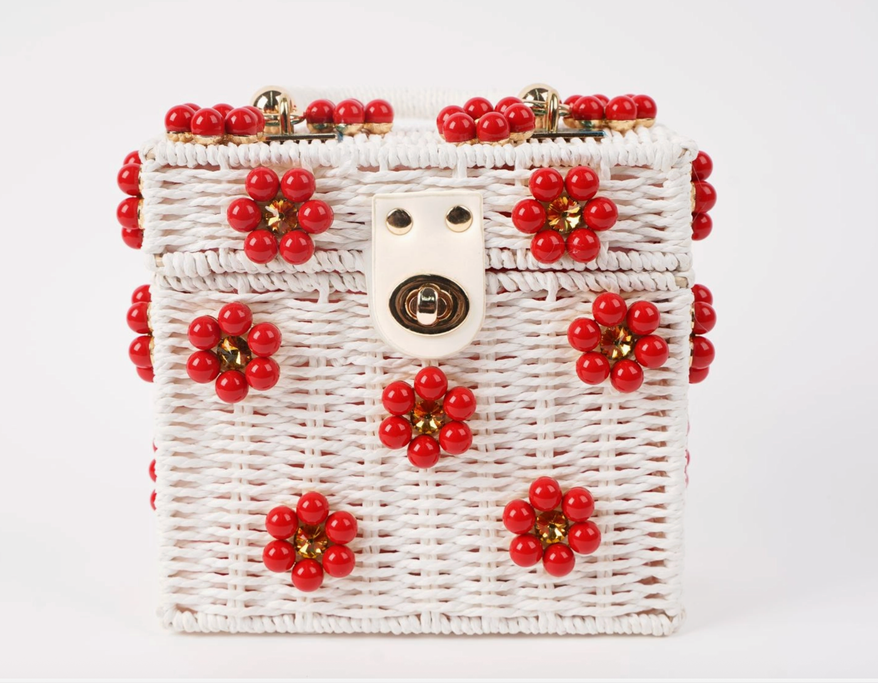 Daisy Bag in White with Red