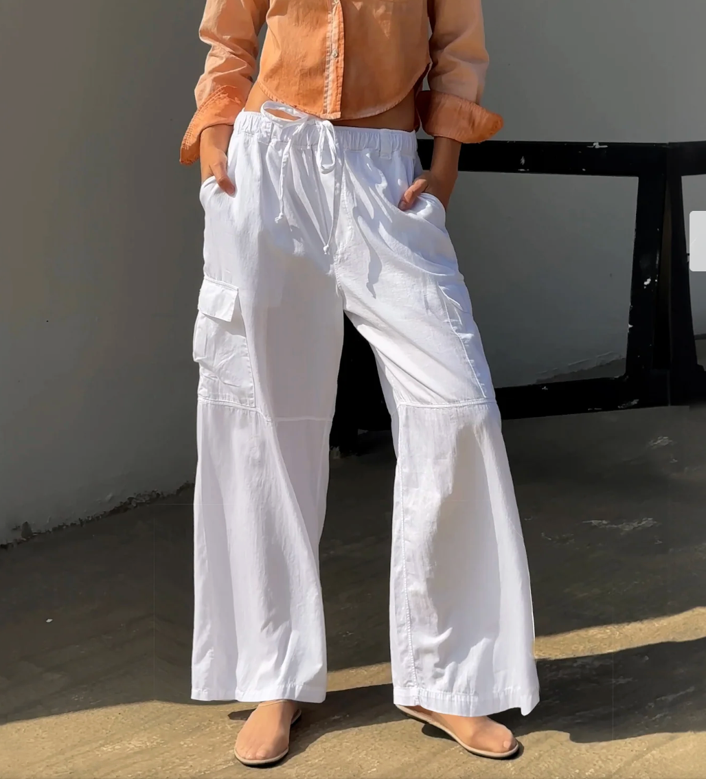 Cali Dreaming Wade Poplin Trouser in White