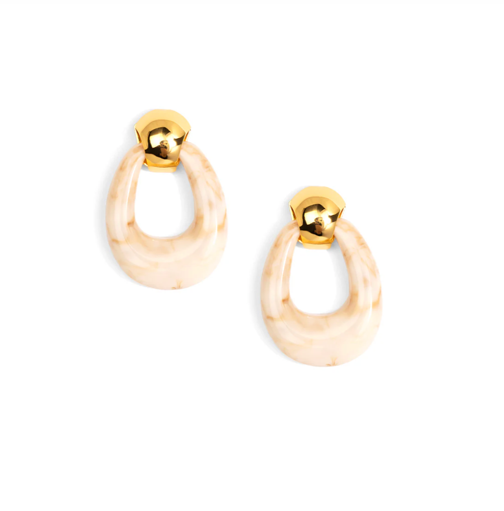 Bella Door Knocker Earrings in Beige